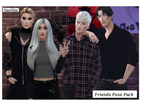 The Sims Resource - Friends Pose Pack The Sims 4 Friends Poses, Friend Group Selfie, 4 Group Poses, Sims 4 Group Poses, Group Selfie Poses, Poses Friends, Friends Pose, Group Selfie, Chair Pose