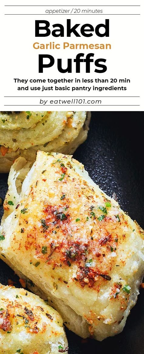 Garlic Parmesan Puffs – #eatwell101 #recipe - CRISP, CHEESY, GARLICKY appetizers that come together in less than 20 min – SO delicious! - #recipe by #eatwell101 Parmesan Puffs, Baking Challenge, Puff Recipe, Italian Spices, Italian Appetizers, Baked Garlic, Puff Pastry Recipes, Garlic Parmesan, Bread Recipes Homemade