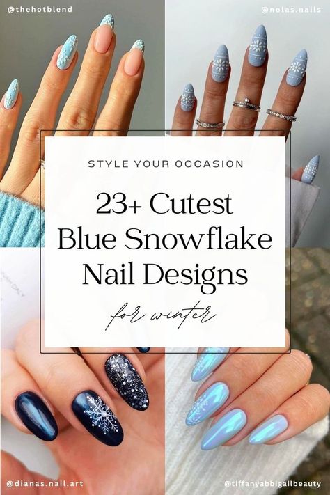 Looking for the perfect trendy nail ideas for winter 2024? We’re sharing 23+ cute and trendy ice blue snowflake nail designs for Winter 2024. Dive into January nail designs that capture the essence of the season, featuring unique acrylic styles and pretty winter nails classy. Explore the latest winter nail trends, including ice blue nails, to keep your look trendy and fresh throughout the season. Christmas Blue And Silver Nails, Christmas Nails Unique Art Designs, Snowy Acrylic Nails, Elsa Nails Designs, Light Blue French Tip Christmas Nails, Light Blue With Snowflake Nails, Ombre Snowflake Nails Winter, Christmas Nail Art Designs Blue, Light Blue Sweater Nails