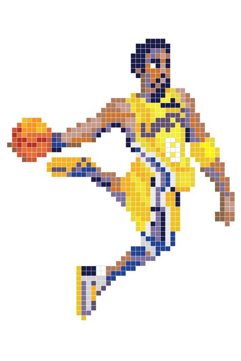 Kobe Bryant Fuse Bead Pixel Pattern Volleyball Perler Bead Pattern, Kobe Bryant Perler Beads, Lakers Perler Bead Patterns, Perler Beads Basketball, Basketball Pixel Art, Nba Perler Beads, Cross Stitch Basketball, Basketball Alpha Pattern, Perler Beads Art