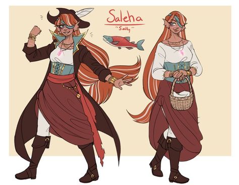 Dsmp Sally Fanart, Sally Salmon Fanart Dsmp, Salmon Character Design, Sally The Salmon Fanart, Sally The Salmon, Salmon Drawing, Fantasy Punk, Draw Clothes, Dsmp Art