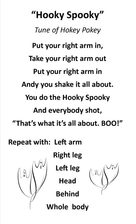 Hooky Spooky song- October "Boo!" Ghost Songs Preschool, Pumpkin Songs, Halloween Fingerplays, Spooky Songs, Funny Songs For Kids, Halloween Storytime, Circle Songs, Prek Halloween, Toddler Circle Time