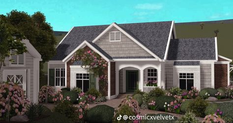 Bloxburg Cottage, Bloxburg House Builds, Modern Suburban House, Roblox Bloxburg House Ideas, Two Story House Design, House Plans With Pictures, Spring House, House Decorating Ideas Apartments, Small House Layout