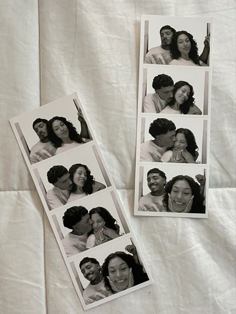 Photo booth print out of couple in black and white. Photo Booth Couple Pictures, Polaroid Couple, Aesthetic Boyfriend, Pose Fotografi, Shotting Photo, Future Love, My Kind Of Love, The Love Club, Clothes And Shoes