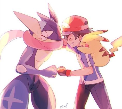 Ash Ketchum, Greninja and Pikachu Ash E Pikachu, Ash Greninja, Ash Pokemon Team, Pokemon Xyz, Pokemon Ash Ketchum, Pokemon Kalos, Pokemon Ash And Serena, Pokemon Firered, Pokemon Sketch