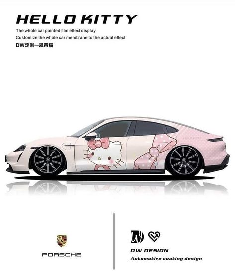 Hello Kitty Cat, Porsche Car, Hello Kitty Car, Hello Kitt, Pink Grunge, Pretty Bike, Pink Car, Fancy Cars, Porsche Cars