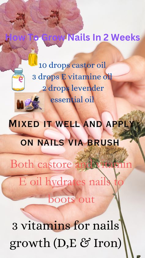 How To Grow Nails In 2 Weeks ,Best Nail Care ,It Will Hydrates The Nails, Fastest Nail Grow Hack. Vitamins For Nail Growth, Make Nails Grow, Nail Growth Faster, Nail Growth Tips, Grow Nails Faster, Diy Makeup Remover, Fast Nail, Natural Face Care, Growing Healthy Hair