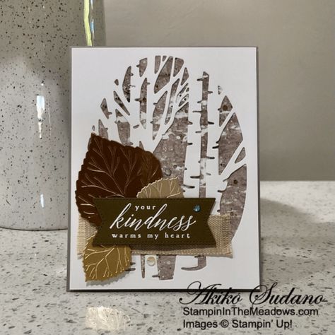 Perched In A Tree, Fall Greeting Cards, Autumn Paper, Stampin Up Project, Tree Stamp, Aspen Trees, Fall Mini, Tree Cards, Bird Cards