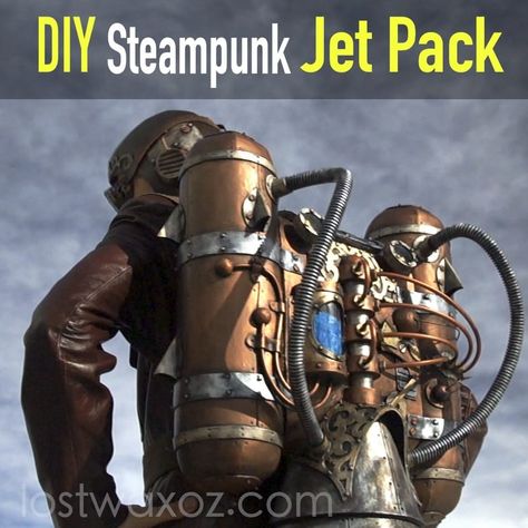 DIY Steampunk Jetpack costume — Lost Wax Jetpack Diy, Steampunk Jetpack, Steampunk Cosplay Diy, Diy Steampunk, Jet Pack, Steampunk Cosplay, Neo Victorian, Steampunk Diy, Diy Cans