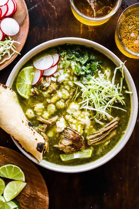 Pork Pozole Verde | So Much Food Green Pozole Recipe, Pozole Verde Recipe, Green Pozole, Pozole Verde, Isabel Eats, Pozole Recipe, Braised Pork Shoulder, Mexican Stew, Verde Recipe