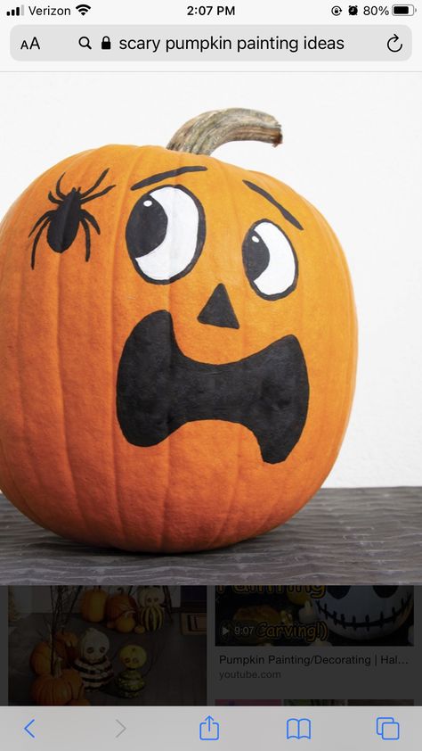 Scary Pumpkin Painting, Veselý Halloween, Halloween Pumpkin Crafts, Creative Pumpkin Painting, Halloween Fest, Halloween Pumpkin Designs, Pumpkin Painting Ideas, Halloween Pumpkins Painted, Adornos Halloween