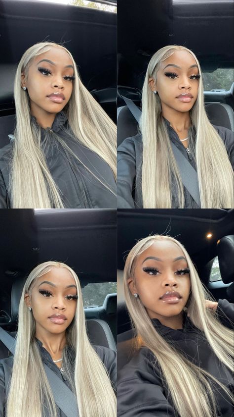 Sew In Hairstyles Blonde, Bottle Girl Outfits Club, Bottle Girl Outfits, Blonde Frontal, Bottle Girl, Icy Blonde Hair, Frontal Wig Hairstyles, Creative Hair Color, Birthday Hair