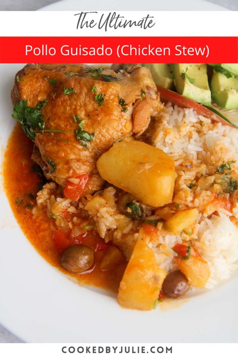 The ultimat epollo guisado recipe (Puerto Rican chicken stew). Packed with flavor and super easy to make. Pollo Guisado Recipe, Puerto Rican Chicken Stew, Chicken Legs And Thighs, Guisado Recipe, Mexican Soups, Puerto Rican Chicken, Salvadorian Food, Chicken Stew Recipe, Latin Recipes