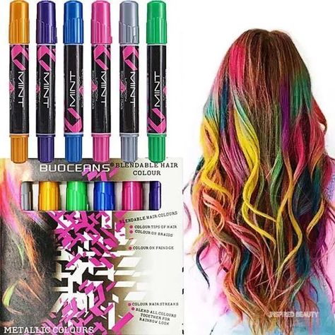 Makeup Birthday Party, Washable Hair Color, Fantasy Hair Color, Makeup Kit For Kids, Hair Color Brands, Temporary Hair Dye, Face Kit, Hair Chalk, Chalk Pens