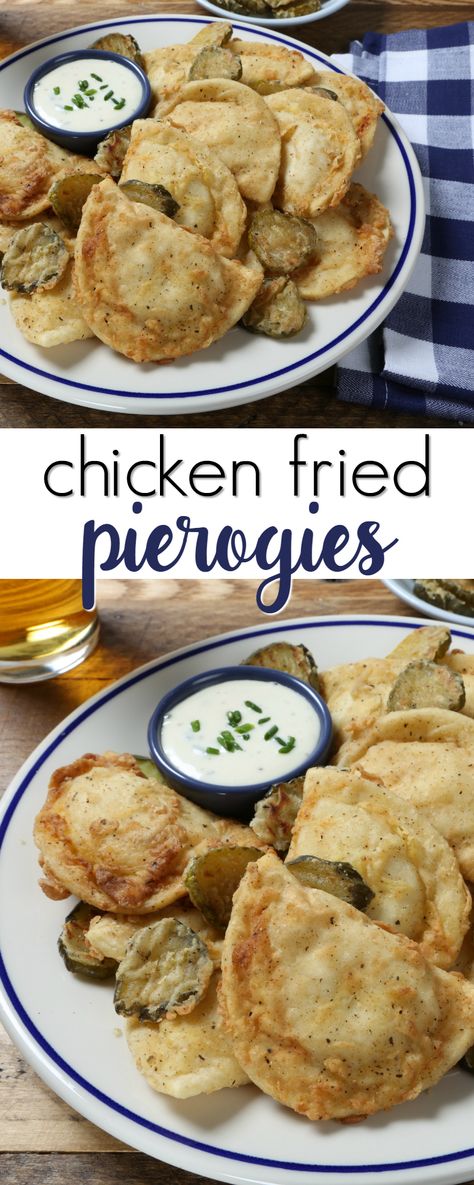 Chicken Fried Pierogies - A Grande Life Buffalo Chicken Pierogies, Fried Pierogies, Pierogi Filling, Frozen Pierogies, Pierogi Recipe, Festival Ideas, Savory Chicken, Garlic Fries, Party Appetizers