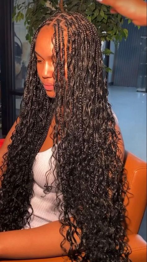 Long Goddess Knotless Braids, Small Goddess Knotless Braids, Goddess Knotless Braids, Goddess Knotless, Natural Braided Hairstyles, Goddess Braids Hairstyles, Box Braids Hairstyles For Black Women, Braids Hairstyles Pictures, Small Braids