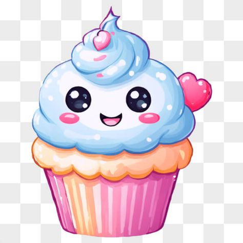 'The image showcases a charming, cartoon-style cupcake adorned with delightful blue and pink frosting and heart decorations on its top. Placed prominently in the foreground, the cupcake's positioning suggests a close proximity to the viewer. Limited details are provided about the cupcake's attributes like size, shape, or flavor. Monogram Tattoo, Cartoon Cupcakes, Kawaii Penguin, Wolf Background, Postcard Mockup, Pink Frosting, Fire Flower, Birthday Frames, Close Proximity