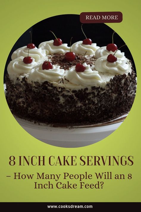 8 Inch Cake Servings – How Many People Will an 8 Inch Cake Feed? How Many People Does A 10” Cake Feed, How Many People Does An 8” Cake Feed, 8 Inches Cake, 7 Inch Cake, 12 Inch Cake, Double Layer Cake, Planning A Party, 3 Layer Cakes, 10 Inch Cake