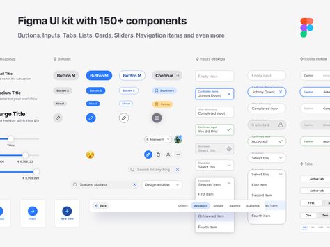 Figma components library - Buttons, Inputs, Tabs and more by Roman Kamushken Desktop Application Ui Design, Web Components, Application Ideas, Ui Buttons, Figma Design, Ux Kits, Ui Ux 디자인, Guide Design, Ux Inspiration