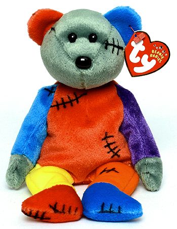 Frankenteddy (blue left, red right foot) - bear - Ty Beanie Babies Bear Reference, Halloween Poems, Ty Bears, Ty Toys, Beanie Bears, Ty Babies, Ty Plush, Beanie Baby Bears, Original Beanie Babies