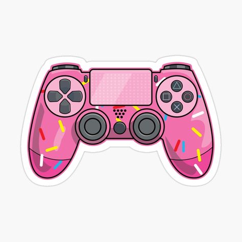 Video Game Clipart, Gamer Backgrounds, Donut Video, Video Game Cartoon, Video Game Stickers, Gaming Stickers, Sprinkled Donut, Games Controller, Pink Games