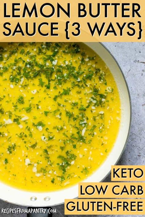 Are you ready for the BEST Lemon Butter Sauce recipe ever? How about THREE of the best lemon butter sauce recipes? These delicious sauces are super versatile and taste amazing on everything from chicken and fish to pasta and vegetables. Plus you can make them in just 5 minutes! #lemonbuttersauce #lemongarlicbuttersauce #lemonbuttersauceforfish #chillibutter #buttersauceforpasta #saucerecipe #sauces #lemon #butter Butter Sauce Recipes, Pasta And Vegetables, Butter Sauce For Pasta, Delicious Sauces, Best Sauce Recipe, Lemon Garlic Butter Sauce, Recipe Sauce, Lemon Butter Chicken, Lemon Butter Sauce