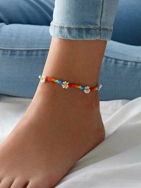 Daisy Decor, Anklets Diy, Rainbow Daisy, Beaded Chocker, Seed Bead Choker, Bead Choker Necklace, Native American Jewelry Navajo, Pressed Flower Necklace, Beaded Anklet