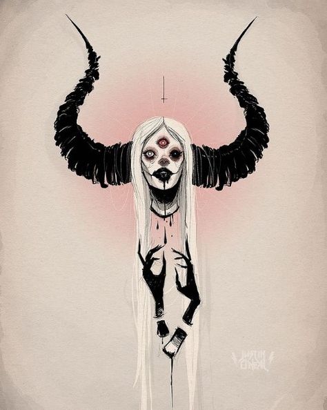 Occult Art, Dark Art Drawings, Goth Art, Scary Art, Creepy Art, Girls Cartoon Art, Cool Art Drawings, Art Inspiration Drawing, The Devil