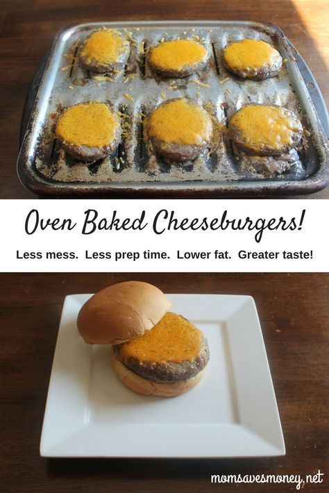 Make delicious cheeseburgers in the oven in only 20 minutes! This is an easy dinner solution. #cheeseburgers #oven How Long To Bake Hamburger Patties In Oven, Hamburgers In The Oven Easy, Broiled Hamburgers In Oven, Cheeseburgers In The Oven, Baking Hamburgers In Oven, Hamburger In Oven, Cook Hamburgers In Oven, Hamburgers In The Oven, Baked Cheeseburgers