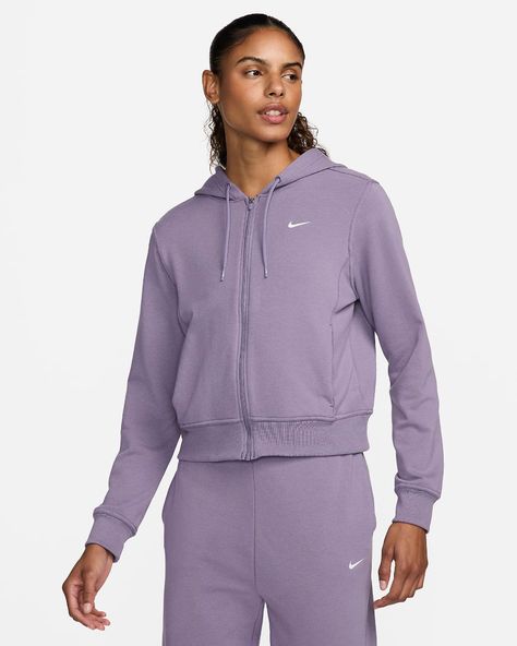 Nike Dri-FIT One Women's Full-Zip French Terry Hoodie. Nike ID Rest Day, Arm Day, Nike Id, French Terry Hoodie, Nike Sweatshirts, French Terry Fabric, Workout Hoodie, Cold Hands, Grey Hoodie