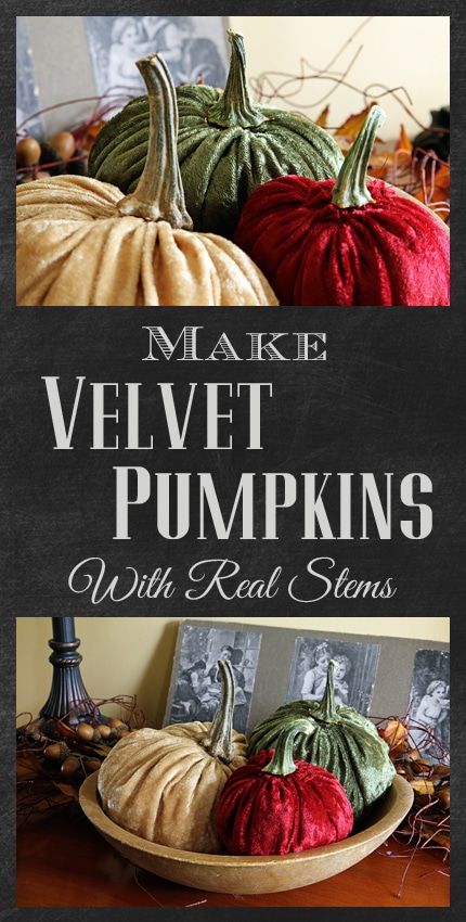 Tutorial for how to make velvet or fabric pumpkins for your fall home decor. They are a cute, quick and easy DIY craft project for autumn. Autumn Soup, Pumpkin House, Adornos Halloween, Autumn Decorating, Velvet Pumpkins, Autumn Crafts, Fabric Pumpkins, Halloween Snacks, Pumpkin Crafts