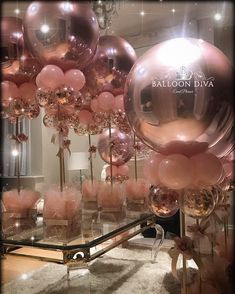 Resultado de imagen para @balloon_diva Balloon Table Centerpieces, Deco Ballon, Ballon Party, Rose Gold Balloons, Rose Gold Party, Balloon Centerpieces, 16th Birthday Party, Wedding Balloons, Gold Balloons