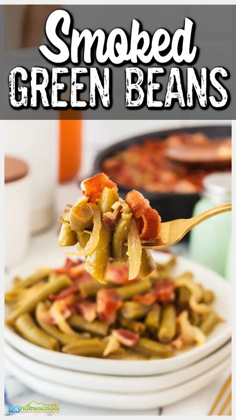 Looking for yummy smoking sides? Or perhaps you are just looking for the best way to cook green beans. There are so many yummy ways to prepare grean beans, but my favorite is smoke green beans. These best green beans have a yummy, simple sauce and are so forgiving as far as timing. You can even roast the green vegetables in the oven with this green beans recipe. Smoked Green Beans, Cook Green Beans, Vegetables In The Oven, Best Green Beans, Roast In Oven, Soy Sauce Green Beans, Grean Beans, Easy Egg Casserole, Pumpkin Pie Oatmeal