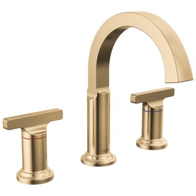 Delta Tetra Lumicoat Champagne Bronze 2-handle Widespread WaterSense High-arc Bathroom Sink Faucet with Drain Lowes.com Gold Bathroom Faucet, Touchless Faucet, Waterfall Faucet, Roman Tub, Hard Water Stains, Widespread Bathroom Faucet, Gold Bathroom, Delta Faucets, Champagne Bronze