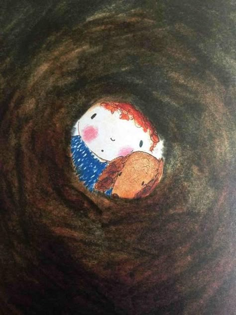 Rebecca Cobb Children's Drawings Ideas, Exploring Illustration, Hole Illustration, Hole Painting, Mood Drawing, Illustration Perspective, Door Illustration, Illustration Dog, 동화 삽화