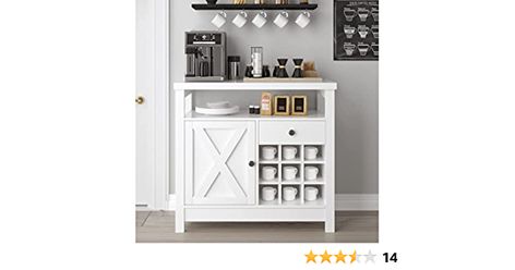 Amazon.com: 4ever2buy Farmhouse Coffee Bar Cabinet with 9 Wine Racks, Kitchen Sideboard Buffet Cabinet with Barn Door, White Coffee Bar with Storage, Wine Bar Cabinet with Adjustable Shelf for Dining Living Room : Home & Kitchen White Coffee Bar, Small Bar Cabinet, Farmhouse Buffet Cabinet, Coffee Bar Table, Kitchen Buffet Cabinet, Coffee Cabinet, Coffee Bar Cabinet, Farmhouse Buffet, Farmhouse Coffee Bar