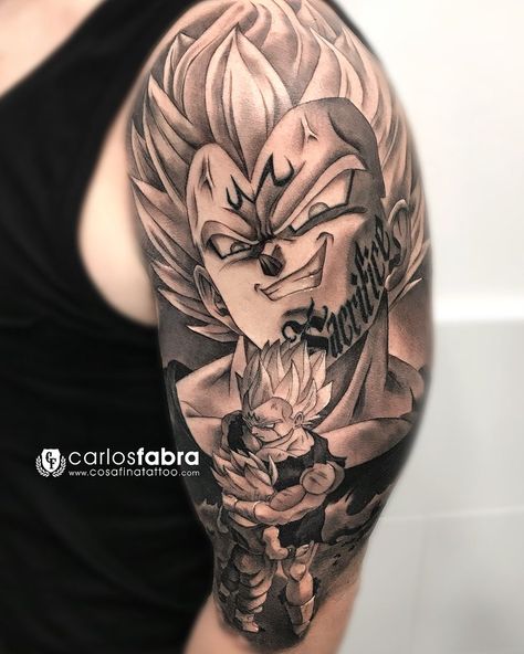 Majin Tattoo, Dragon Tattoo Shoulder, Dbz Tattoo, Tato Naga, Majin Vegeta, Z Tattoo, Comic Tattoo, Dragon Ball Tattoo, Forearm Sleeve Tattoos