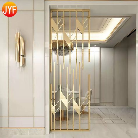 Contact email: bessyzheng@fsjinyifan.com Metal Interior Design, Modern Partition, Decorative Metal Screen, Wall Partition Design, Divider Design, Interior Design Per La Casa, Living Room Partition, Living Room Partition Design, Marble Flooring