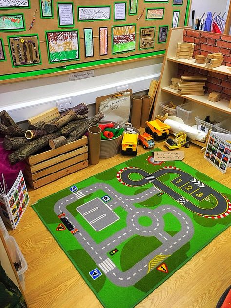 Construction Area Early Years, Construction Eyfs, Construction Area Ideas, Home Corner Ideas Early Years, Construction Play Area, Nursery Display Boards, Construction Theme Classroom, Preschool Transitions, Year 1 Classroom