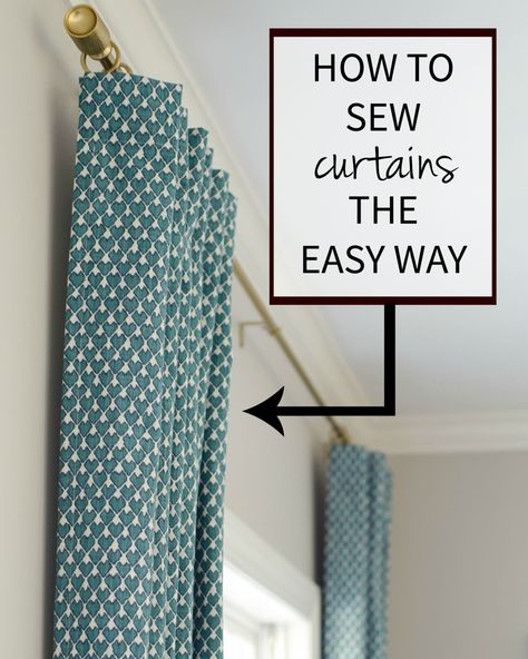 An easy-to-follow tutorial for how to sew curtains yourself. So simple and will save you TONS of money! How To Sew Window Curtains, Sewing Projects Curtains, Sew Curtains For Beginners Diy, Diy Sew Curtains, How Much Fabric For Curtains, Sewing Curtains Ideas, Sew Your Own Curtains, Sew Curtains Ideas, Curtain Sewing Tutorial