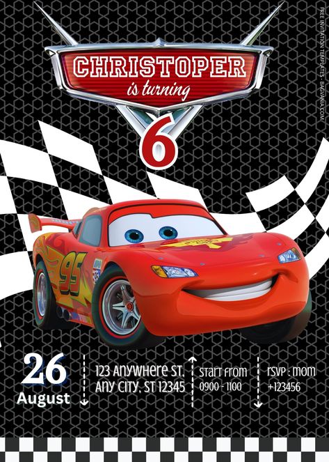 Cars Movie Birthday Invitation, Mc Queen Invitation Template, Pixar Cars Invitations, Cars Birthday Invitations Free Template, Lightning Mcqueen Birthday Invitations, Cars Invitation Template Free Printable, Car Birthday Invitations Free, Car Birthday Party Invitations, Pixar Cars Birthday