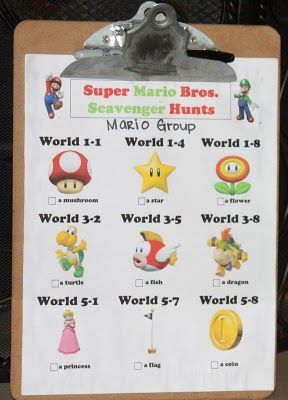 Mario scavenger hunt Mario Scavenger Hunt Clues, Super Mario Scavenger Hunt, Mario Scavenger Hunt, Super Mario Decorations, Mario Decorations, Donkey Kong Party, Mario Ideas, Nintendo Birthday, Levi Birthday