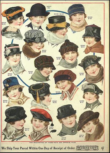 1918 Fashion, Mode Retro, 1910s Fashion, Women's Hats, Women Bags Fashion, Edwardian Fashion, 1920s Fashion, Beautiful Hats, Fashion Plates