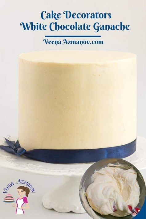 White Chocolate Gnash Recipe, White Chocolate Fondant, Ganache For Fondant Cake, Ganache Crumb Coat Recipe, White Choc Ganache Recipe, Magic Ganache Recipe, White Chocolate Filling For Cake, How To Make White Chocolate Ganache, White Chocolate Ganache Cake Filling