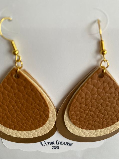 Gold, Camel, and Cream Faux Leather Earring - Etsy Faux Leather Earring, Leather Earring, Leather Earrings, Etsy Earrings, Camel, Dangle Drop Earrings, Faux Leather, Ships, Drop Earrings