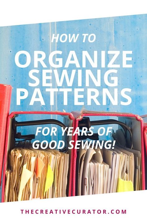 Learn how to organize sewing patterns with these tips and tricks. Keep your sewing patterns crisp and organized, and your sewing room too! Organize Patterns Sewing, Storing Patterns Sewing, Sewing Pattern Organization, Sewing Pattern Storage Ideas, Pattern Storage Ideas, Sewing Notions Organization, Organize Crafts, Sewing Pattern Storage, Sewing Knowledge