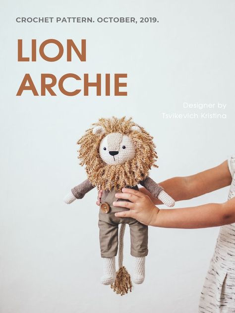 Scribd Amigurumi Pattern, Lion Crochet Pattern Free, Tail And Ears, Lion Crochet, Crochet Lion, Crochet Dolls Free Patterns, Knitted Baby Clothes, Christmas Dolls, A Lion