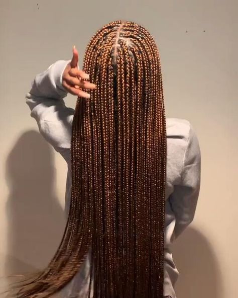 Butt length knotless braids Weave Braids, Brown Braids, Small Knotless, Colored Box Braids, Knotless Box Braids, Colored Braids, Faux Locs Hairstyles, African Hair Braiding Styles, Box Braids Hairstyles For Black Women