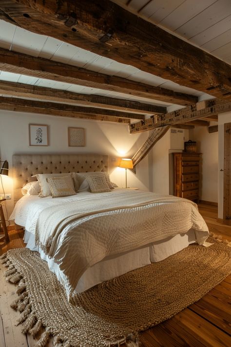 Get the perfect rustic charm in country-themed bedrooms with floral prints and vintage furnishings. Click here for more ideas. Country Aesthetic House Decor, Country Room Aesthetic, House Ideas Country, Country Bedroom Decorating Ideas, Country Home Ideas, Country Bedroom Ideas, Barn Bedroom, Wood Sleigh Bed, Country Room