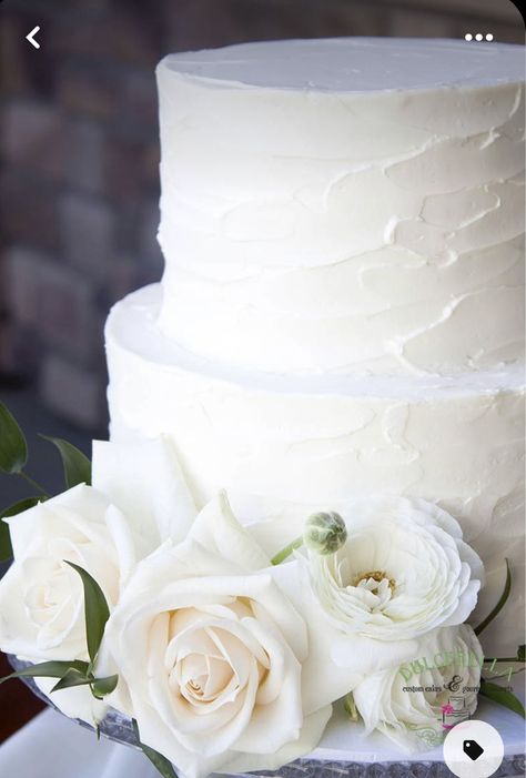 2 Tier Wedding Cake Textured, Simple Two Tiered Wedding Cakes, Simple Elegant Wedding Cakes 2 Tier, Buttercream Wedding Cake Designs 2 Tier, Wedding Cake Textured Icing, Wedding Cake Frosting Flowers, Textured White Cake, Textured Cakes Buttercream, 2 Tier Wedding Cake With Flowers